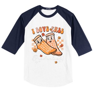 Groovy Retro I Love Fall Prevention Fall Physical Therapy Baseball Sleeve Shirt