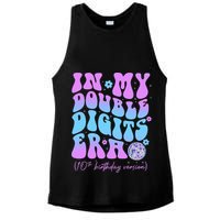 Groovy Retro In My Double Digits Era 10th Birthday Version Ladies PosiCharge Tri-Blend Wicking Tank
