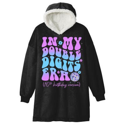Groovy Retro In My Double Digits Era 10th Birthday Version Hooded Wearable Blanket