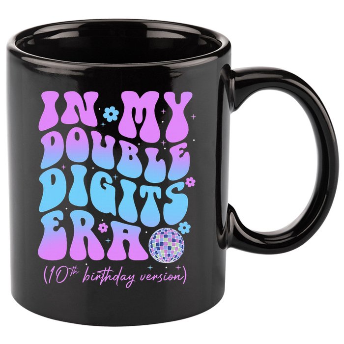 Groovy Retro In My Double Digits Era 10th Birthday Version 11oz C Handle Ceramic Mug
