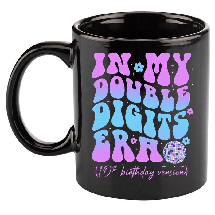 Groovy Retro In My Double Digits Era 10th Birthday Version 11oz C Handle Ceramic Mug