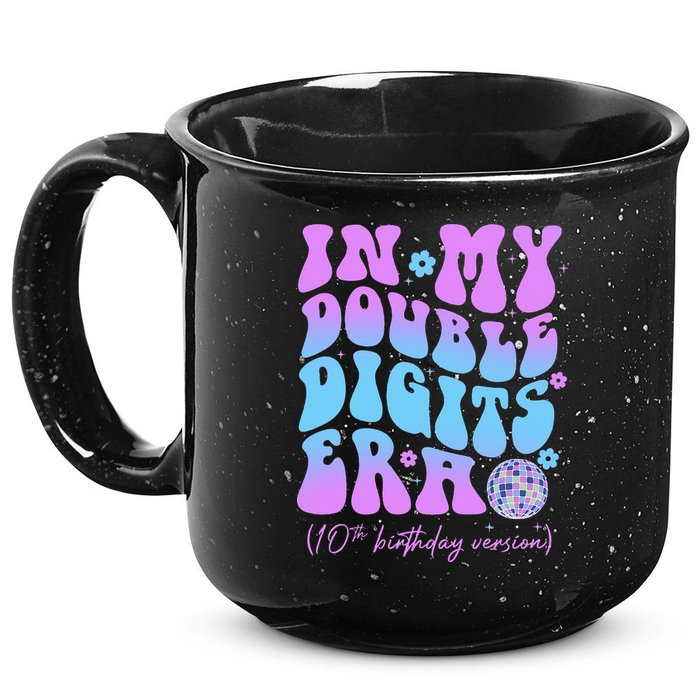 Groovy Retro In My Double Digits Era 10th Birthday Version 15oz Campfire Ceramic Mug