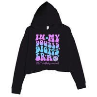 Groovy Retro In My Double Digits Era 10th Birthday Version Crop Fleece Hoodie