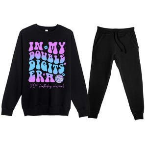 Groovy Retro In My Double Digits Era 10th Birthday Version Premium Crewneck Sweatsuit Set