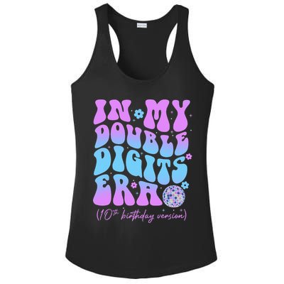 Groovy Retro In My Double Digits Era 10th Birthday Version Ladies PosiCharge Competitor Racerback Tank