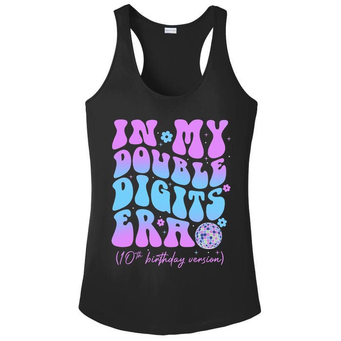 Groovy Retro In My Double Digits Era 10th Birthday Version Ladies PosiCharge Competitor Racerback Tank