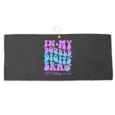 Groovy Retro In My Double Digits Era 10th Birthday Version Large Microfiber Waffle Golf Towel