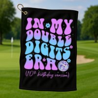 Groovy Retro In My Double Digits Era 10th Birthday Version Golf Towel