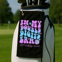 Groovy Retro In My Double Digits Era 10th Birthday Version Golf Towel