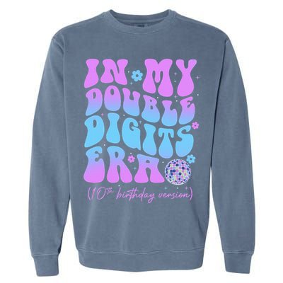 Groovy Retro In My Double Digits Era 10th Birthday Version Garment-Dyed Sweatshirt