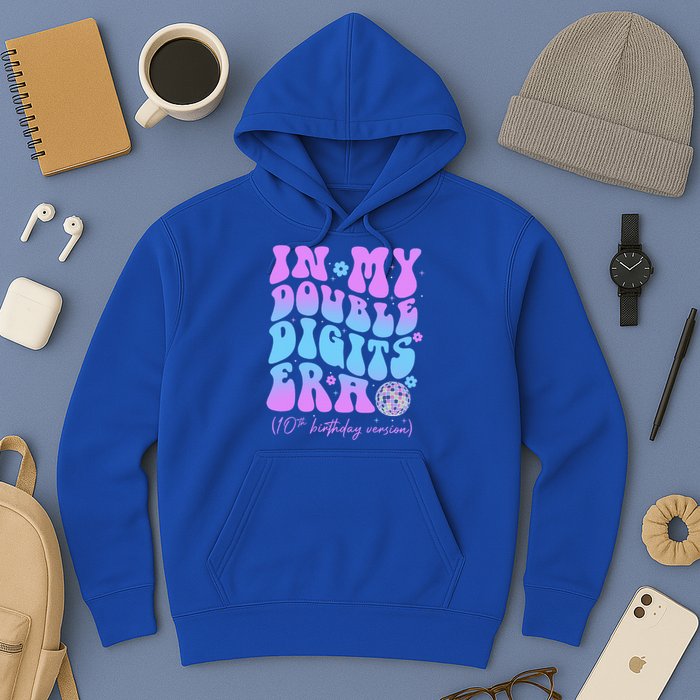 Groovy Retro In My Double Digits Era 10th Birthday Version Hoodie