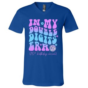 Groovy Retro In My Double Digits Era 10th Birthday Version V-Neck T-Shirt