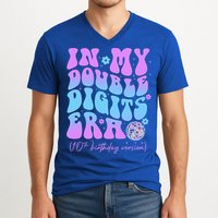 Groovy Retro In My Double Digits Era 10th Birthday Version V-Neck T-Shirt