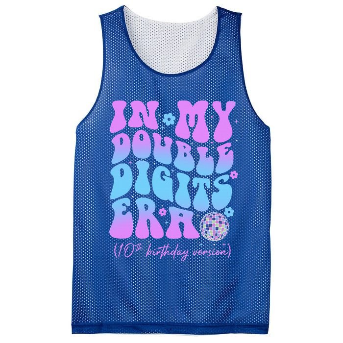 Groovy Retro In My Double Digits Era 10th Birthday Version Mesh Reversible Basketball Jersey Tank