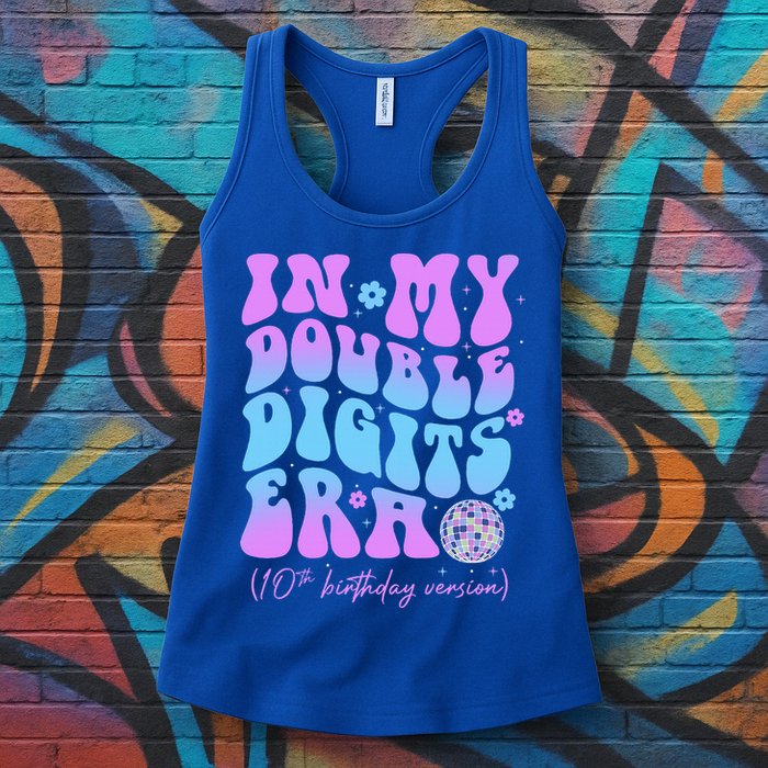 Groovy Retro In My Double Digits Era 10th Birthday Version Womens Tank Top