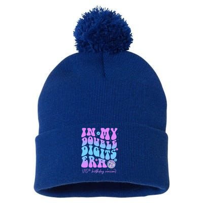Groovy Retro In My Double Digits Era 10th Birthday Version Pom Pom 12in Knit Beanie