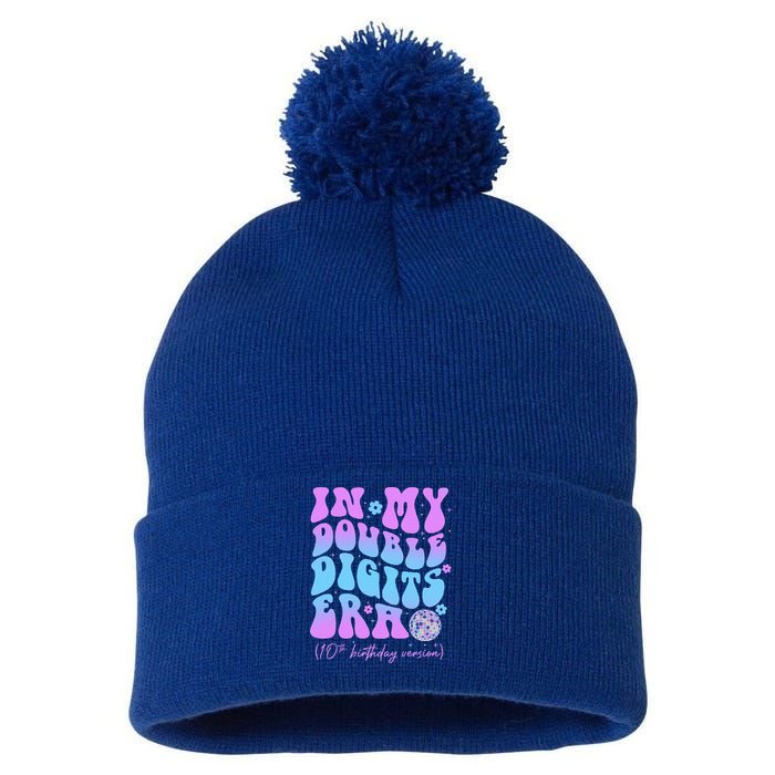 Groovy Retro In My Double Digits Era 10th Birthday Version Pom Pom 12in Knit Beanie
