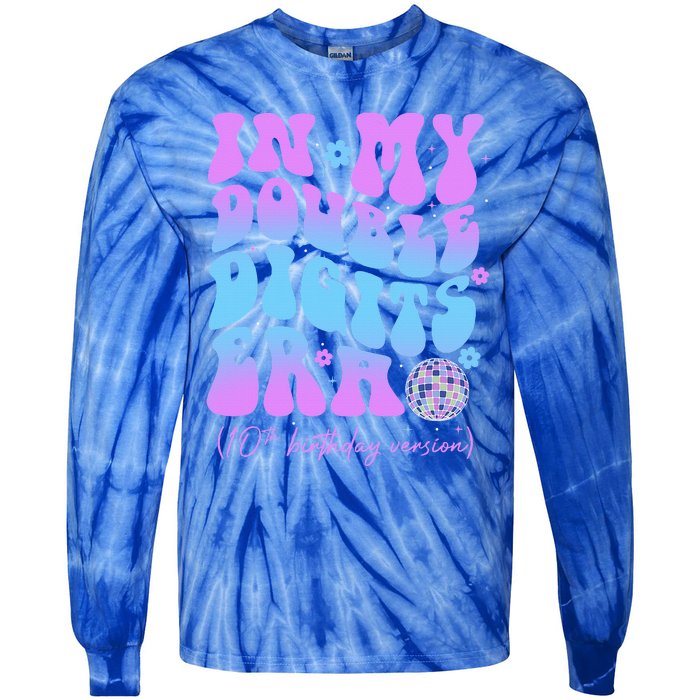 Groovy Retro In My Double Digits Era 10th Birthday Version Tie-Dye Long Sleeve Shirt