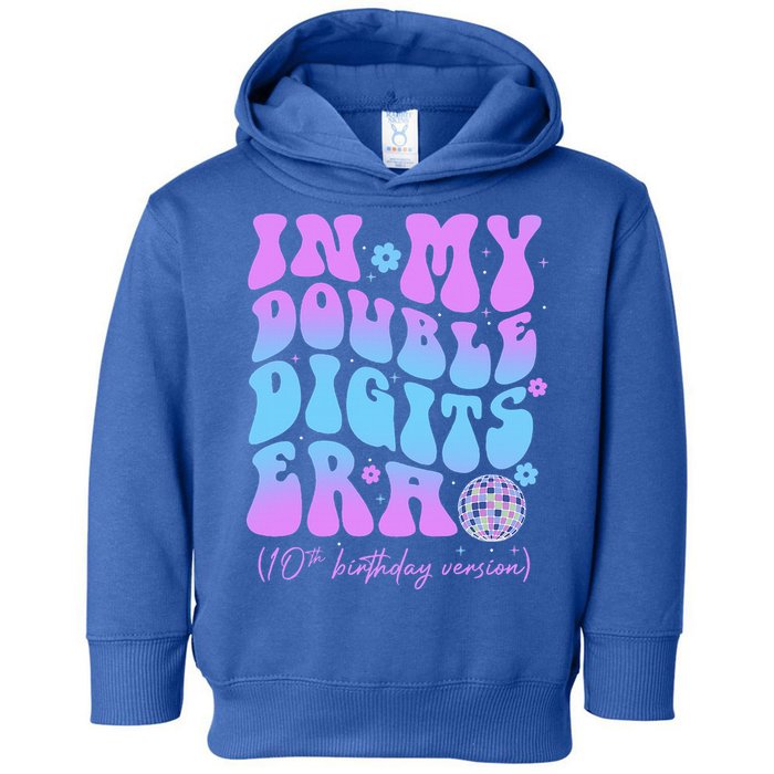Groovy Retro In My Double Digits Era 10th Birthday Version Toddler Hoodie