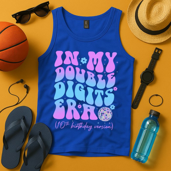 Groovy Retro In My Double Digits Era 10th Birthday Version Tank Top