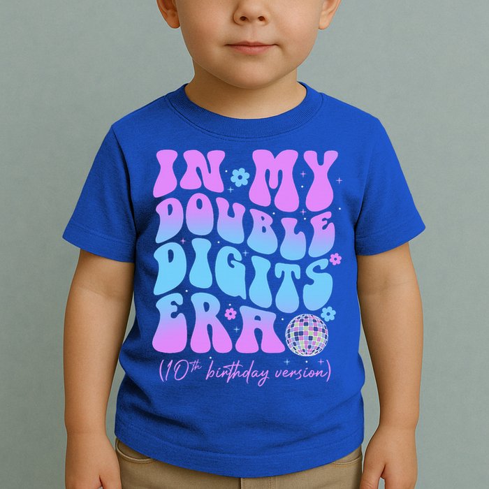 Groovy Retro In My Double Digits Era 10th Birthday Version Toddler T-Shirt