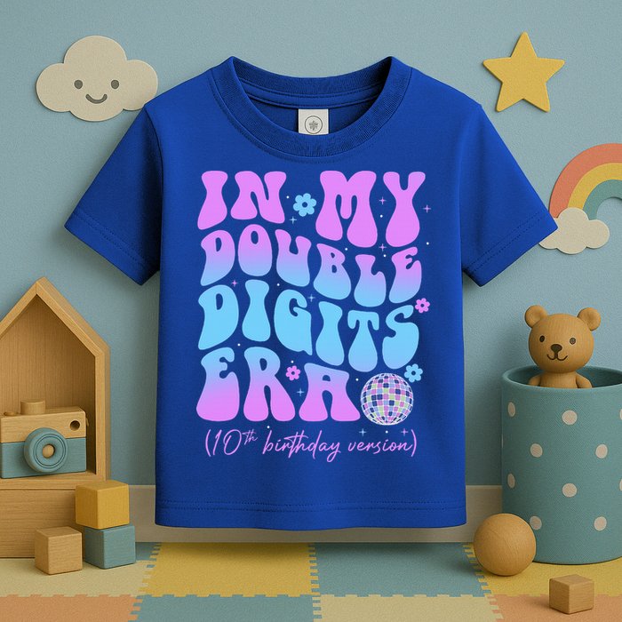 Groovy Retro In My Double Digits Era 10th Birthday Version Toddler T-Shirt