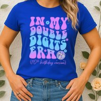 Groovy Retro In My Double Digits Era 10th Birthday Version Womens T-Shirt