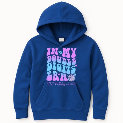 Groovy Retro In My Double Digits Era 10th Birthday Version Kids Hoodie