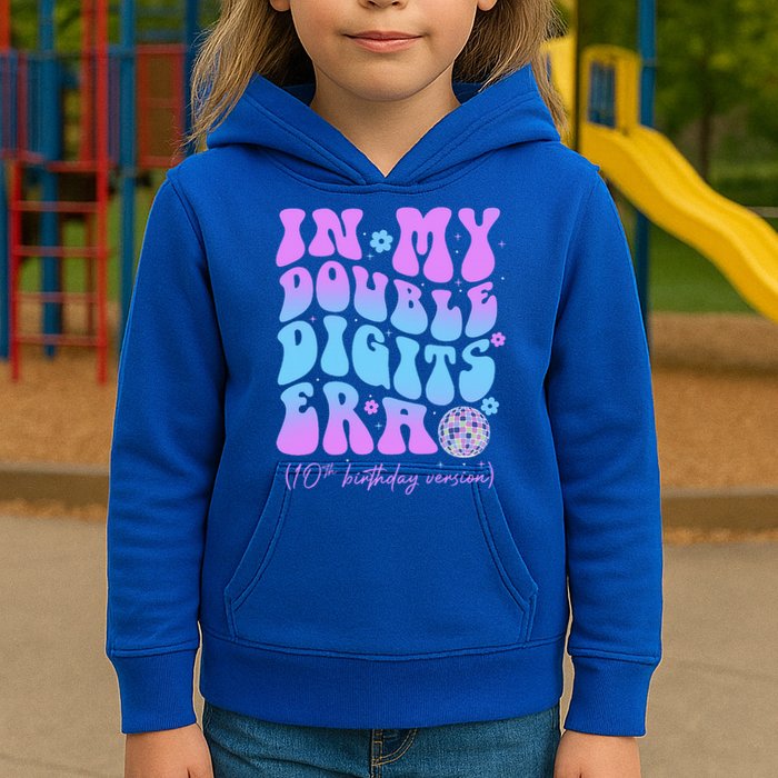 Groovy Retro In My Double Digits Era 10th Birthday Version Kids Hoodie