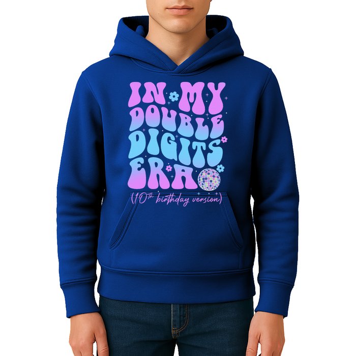 Groovy Retro In My Double Digits Era 10th Birthday Version Kids Hoodie