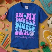 Groovy Retro In My Double Digits Era 10th Birthday Version Kids T-Shirt
