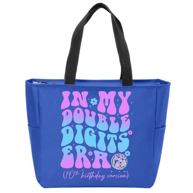Groovy Retro In My Double Digits Era 10th Birthday Version Zip Tote Bag