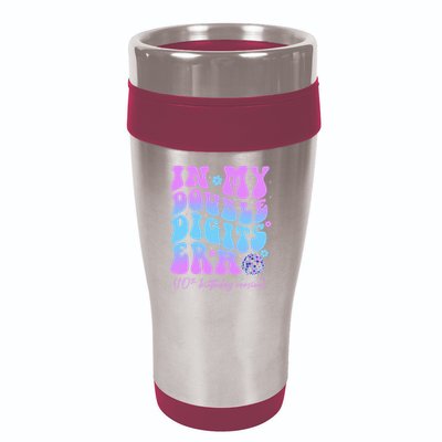 Groovy Retro In My Double Digits Era 10th Birthday Version 16oz Travel Tumbler