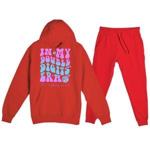 Groovy Retro In My Double Digits Era 10th Birthday Version Premium Hooded Sweatsuit Set