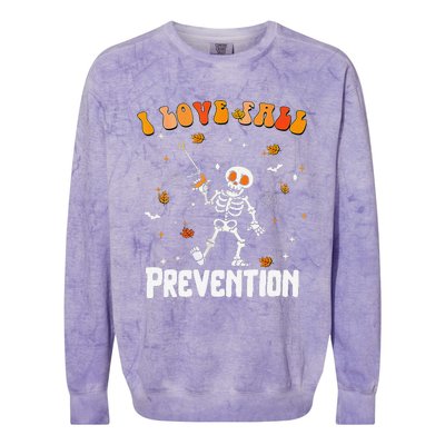 Groovy Retro I Love Fall Prevention Fall Physical Therapy Colorblast Crewneck Sweatshirt