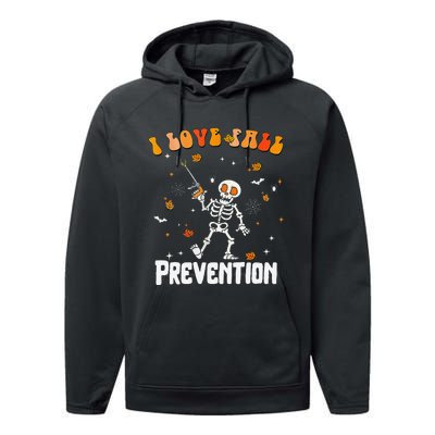 Groovy Retro I Love Fall Prevention Fall Physical Therapy Performance Fleece Hoodie