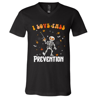 Groovy Retro I Love Fall Prevention Fall Physical Therapy V-Neck T-Shirt