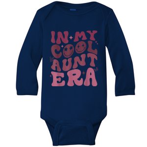 Groovy Retro In My Cool Aunt Era Cool Gifts For Auntie Baby Long Sleeve Bodysuit