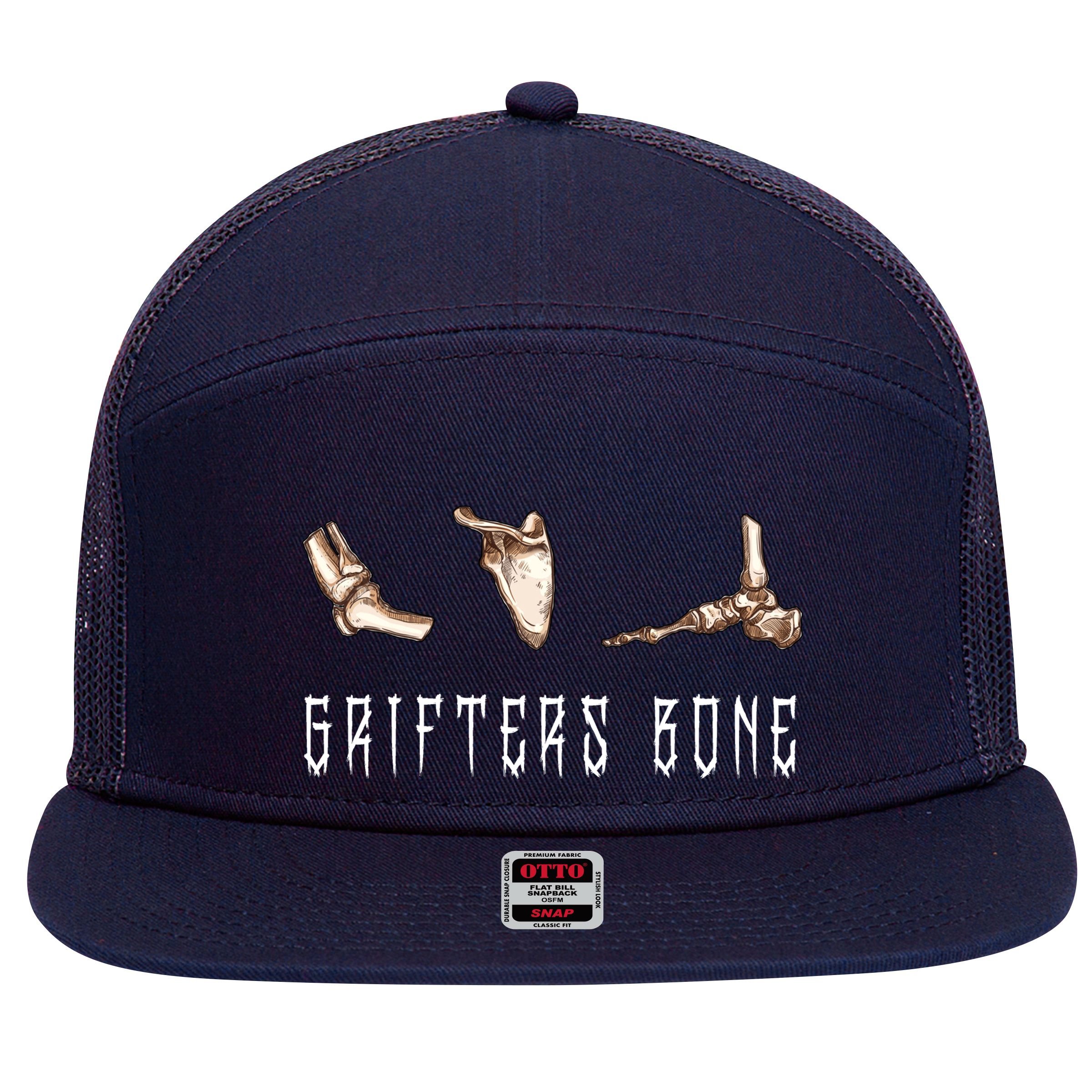Grifters Bone 7 Panel Mesh Trucker Snapback Hat
