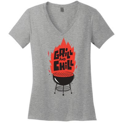 Grill And Chill Women's V-Neck T-Shirt