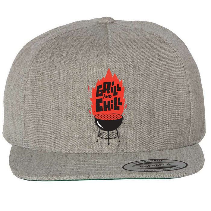 Grill And Chill Wool Snapback Cap