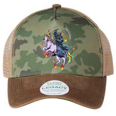 Grim Reaper Riding Rainbow Unicorn Legacy Tie Dye Trucker Hat