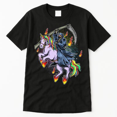 Grim Reaper Riding Rainbow Unicorn Tall T-Shirt