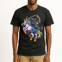 Grim Reaper Riding Rainbow Unicorn Tall T-Shirt