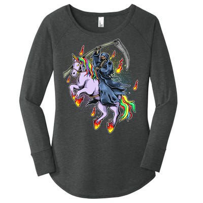 Grim Reaper Riding Rainbow Unicorn Women's Perfect Tri Tunic Long Sleeve Shirt