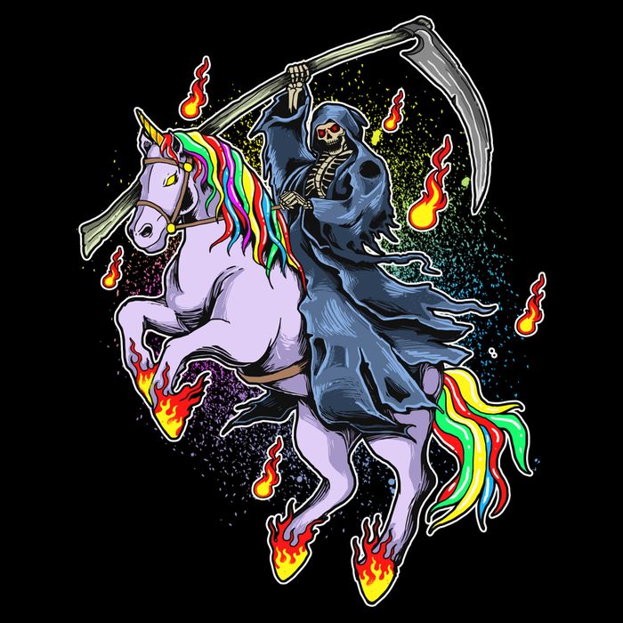Grim Reaper Riding Rainbow Unicorn Bag