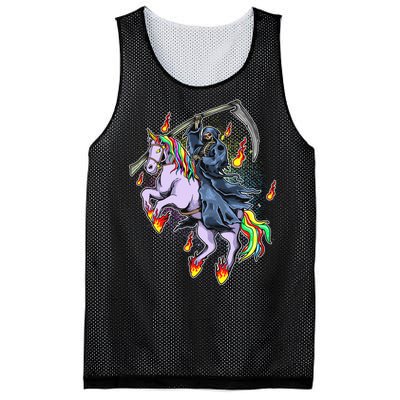 Grim Reaper Riding Rainbow Unicorn Mesh Reversible Basketball Jersey Tank