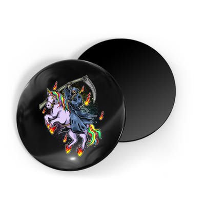 Grim Reaper Riding Rainbow Unicorn Magnet