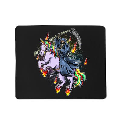 Grim Reaper Riding Rainbow Unicorn Mousepad