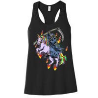 Grim Reaper Riding Rainbow Unicorn Women's Racerback Tank